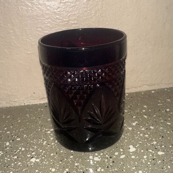Antique Ruby Red Pressed Cut Glass Mug Cristal D'Arques-Durand France Cup‎ Vtg - Picture 3 of 4